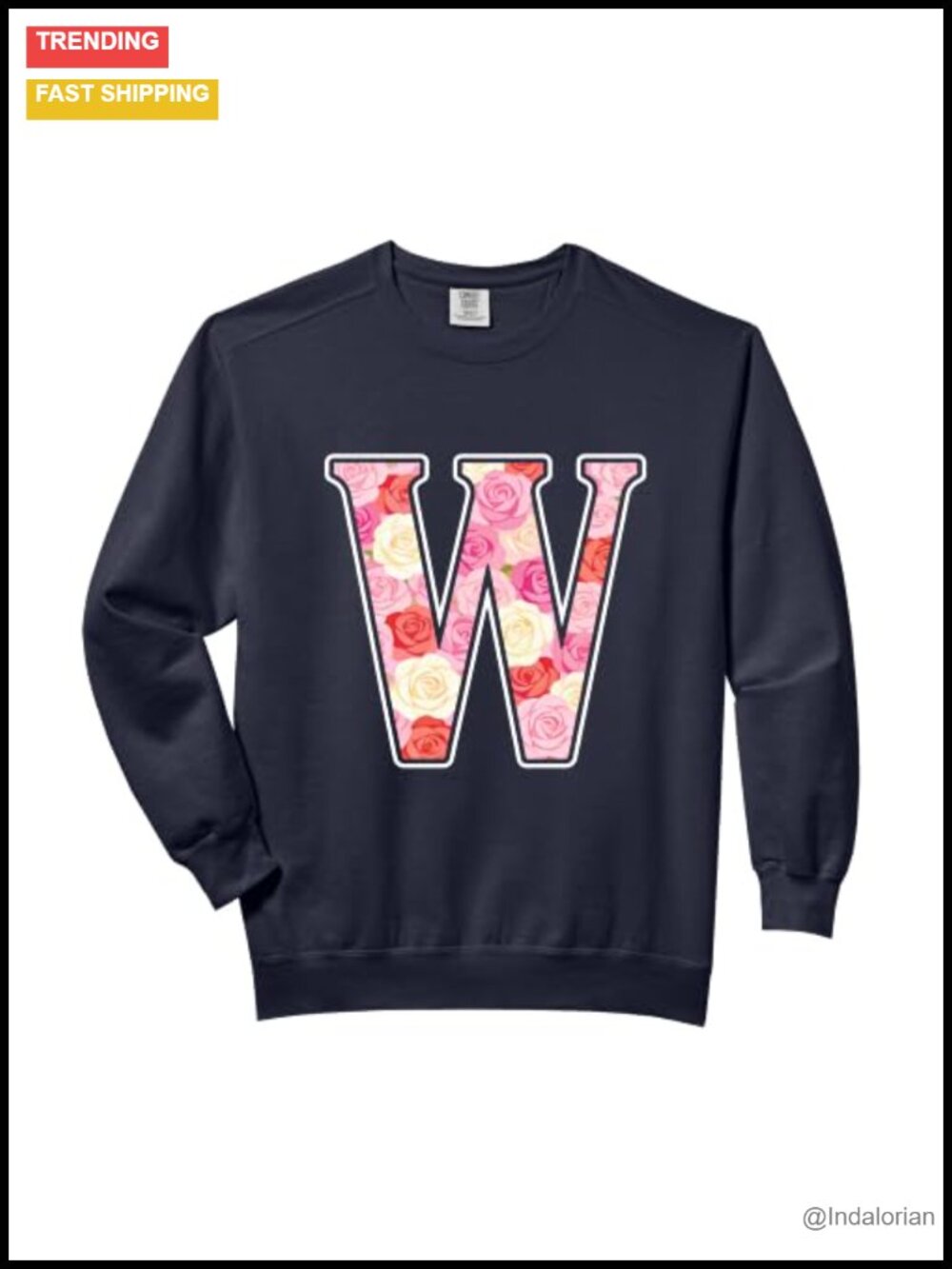 Floral Letter W Roses Graphic Sweatshirt